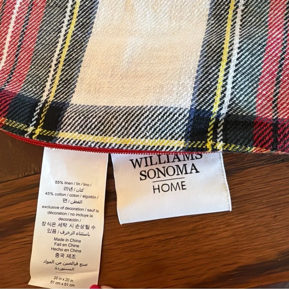 PAIR-Panther embroidered tartan pillow covers William Sonoma home